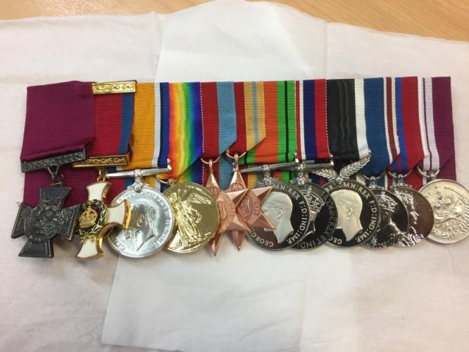 113 Andrew Ave Palmerston North Leslie Andrews medals at Waiouru Army Museum.