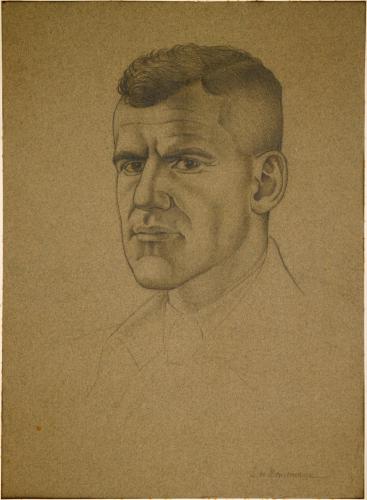 114 Elliott St Palmerston North Portraiture sketch of Lieutenant Keith Elliott by Leo Bensemann