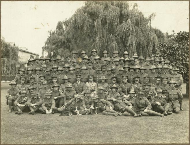 120 Awapuni Memorial Palmerston North recruits at the Awapuni training camp circa 1916