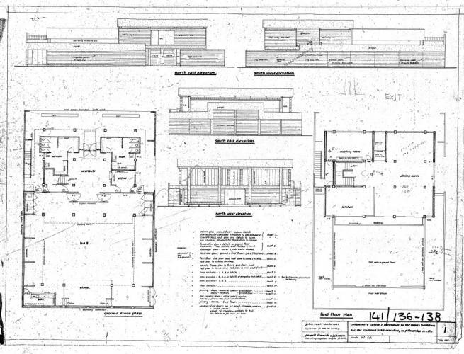 123 Maori Bn Hall Palmerston North Original architectural drawing by John Scott