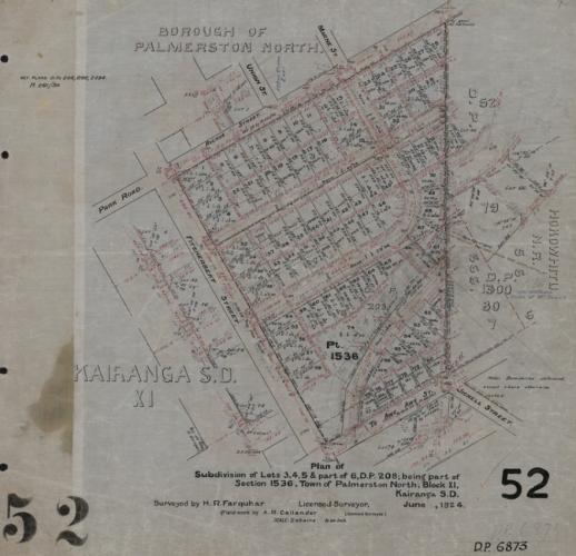 127 Awatea Terrace Palmerston North Original subdivision plan for Awatea Terrace