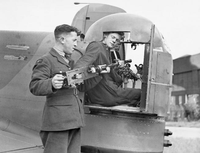 131 Whitley Ave Upper Huttt A Browning machine gun being installed in a Whitleys turret 1940