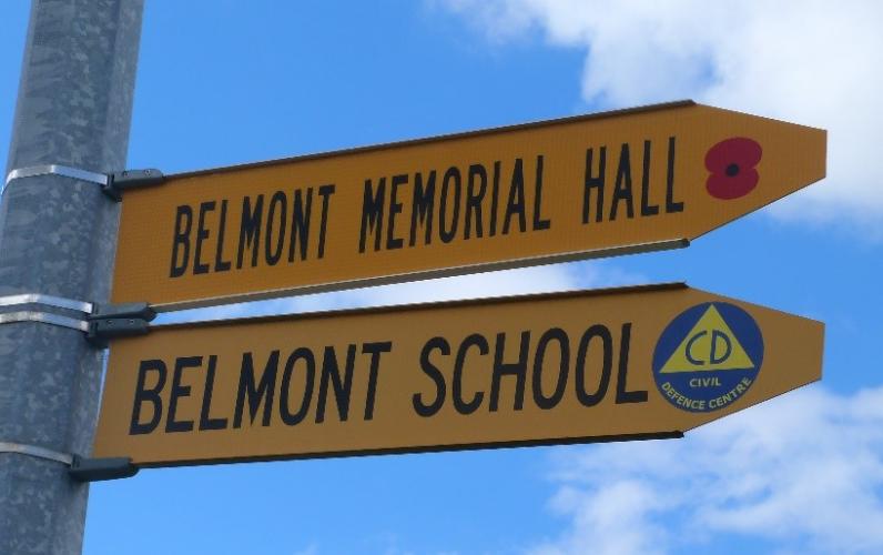 143 War Memorial Hall Belmont Lower Hutt new street sign 2018