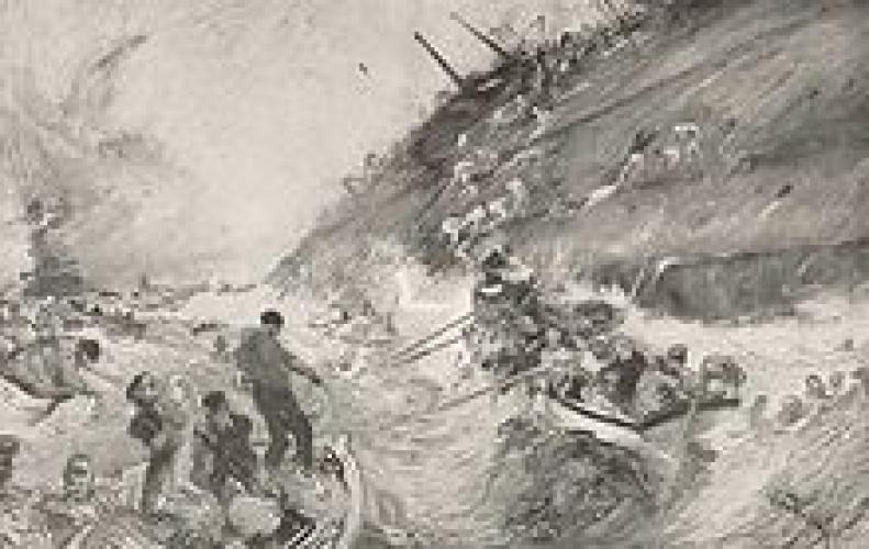 160 Cressy Street Lower Hutt Sketch of the Cressy sinking by Henry Reuterdah