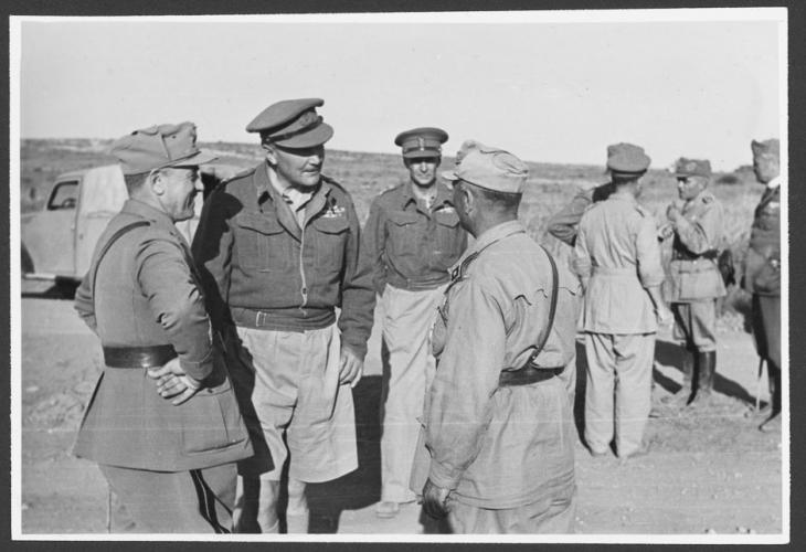 194 Tripoli St Onekawa Lieutenant General Bernard Freyberg talking with Marshal Giovanni Messe