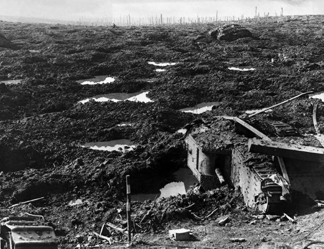 249 Wimbleborn Place Richmond Ypres 1917. The cratered battlefield of Passchendaele